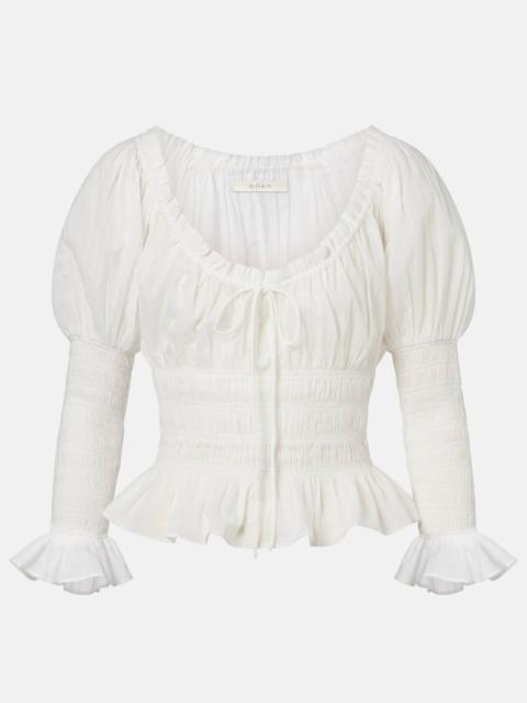 Baptisia shirred cotton voile top