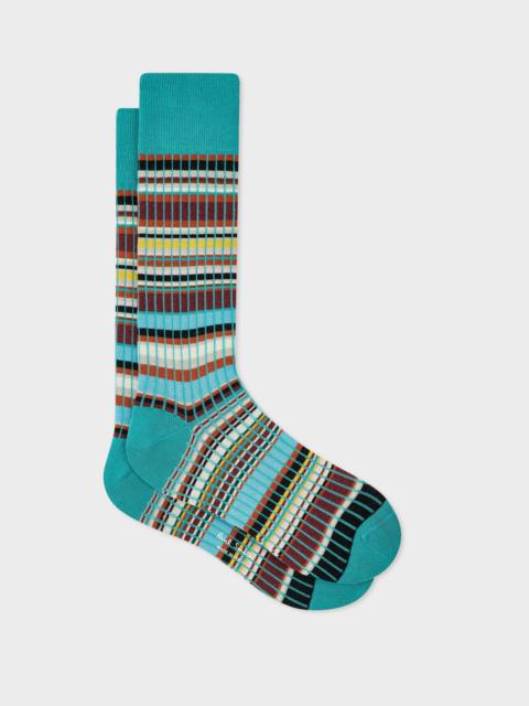 Blue 'Signature Stripe' Ribbed Socks