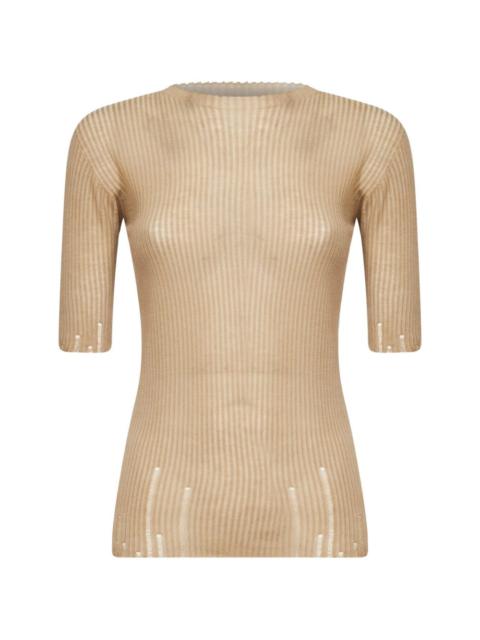 stitching-ladder wool top