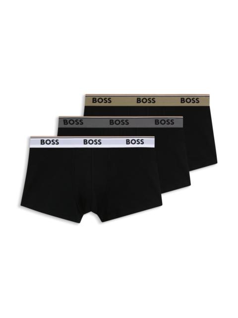 THREE-PACK OF LOGO-WAISTBAND TRUNKS IN STRETCH COTTON