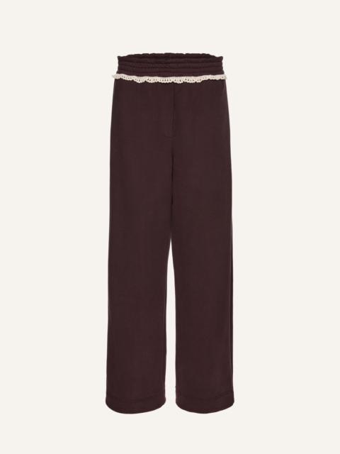 Lace-detail sweatpants in brown