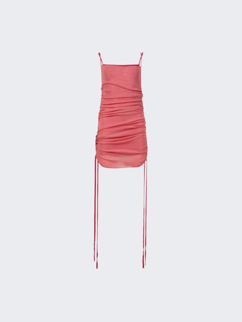 Sheer Multirib Drape Mini Dress Fuchsia