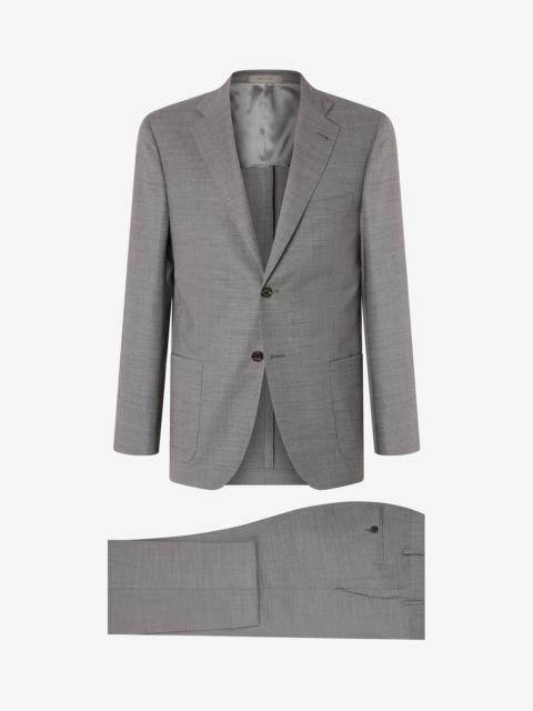 Grey micropatterned stretch wool suit