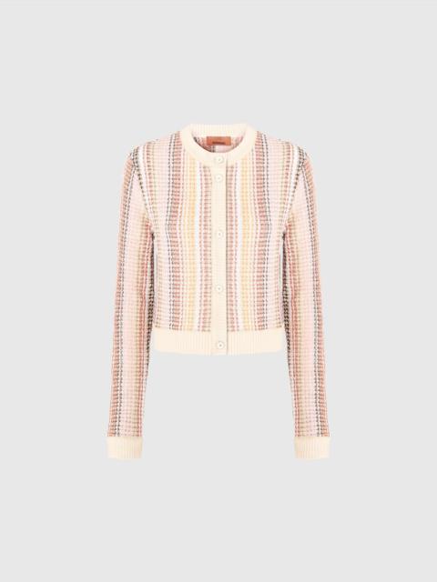 Crewneck cardigan in cotton blend Caperdoni motif