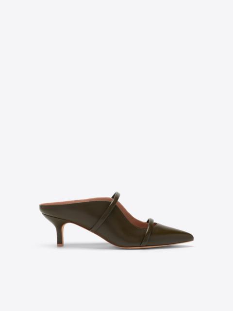 Maureen 45 Olive Leather Kitten Heels