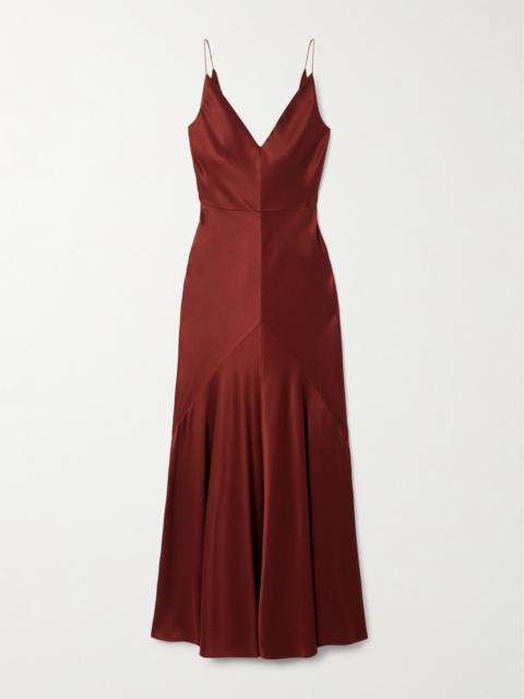 Brigita Paneled Silk-satin Maxi Dress