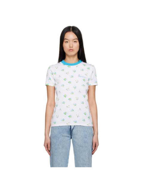 White & Blue Floral T-Shirt