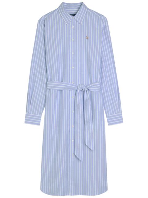 Polo Ralph Lauren Striped Belted Cotton Midi Shirt Dress