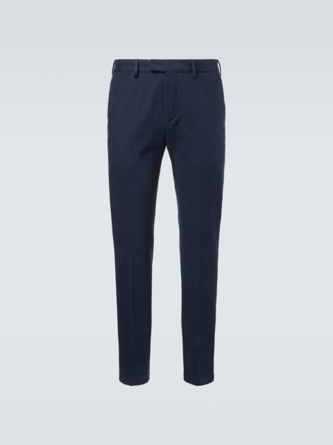 Cotton twill slim pants