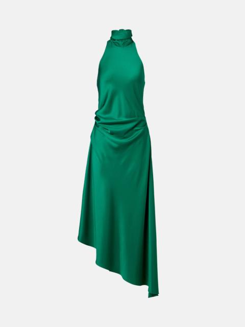 Monica asymmetric satin midi dress