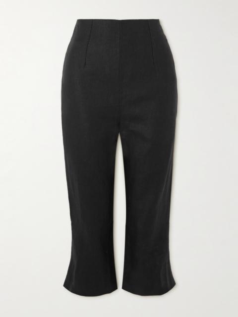 Capri Cropped Linen Slim-leg Pants
