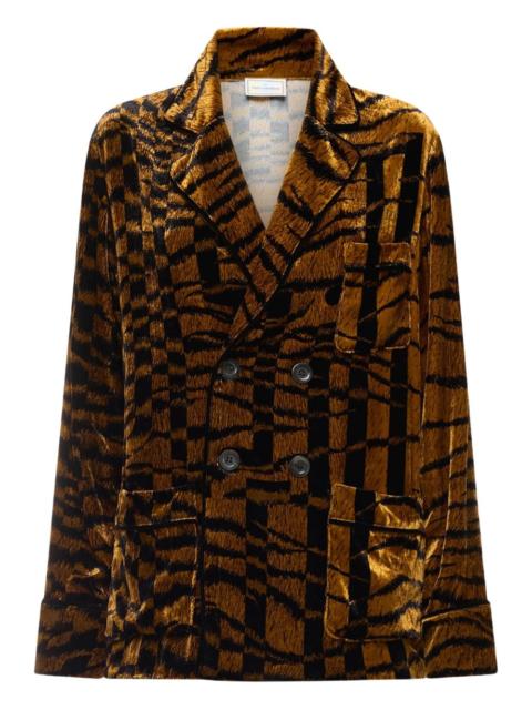 tiger-print double-breasted jacket
