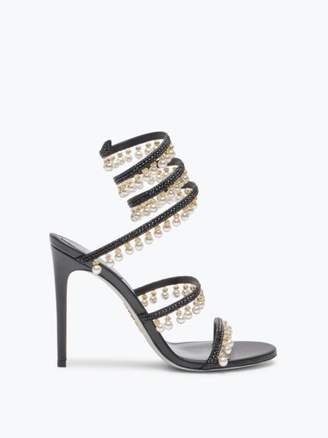 CHANDELIER BLACK SANDAL WITH PEARLS 105
