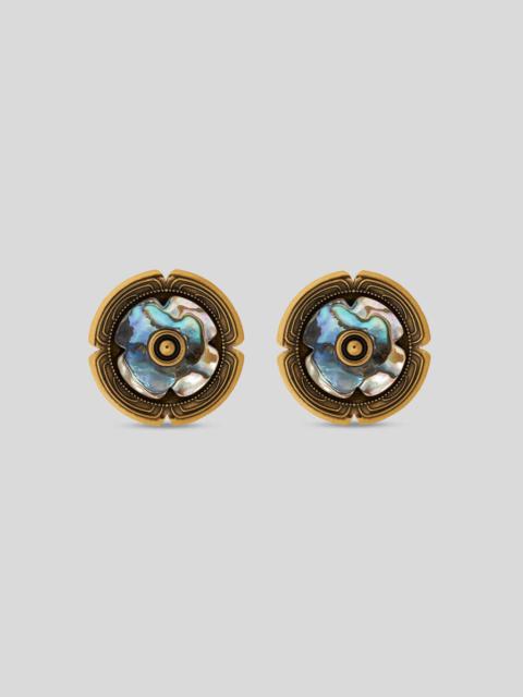 GOLDEN EARRINGS WITH MOTHER-OF-PEARL FLOWER