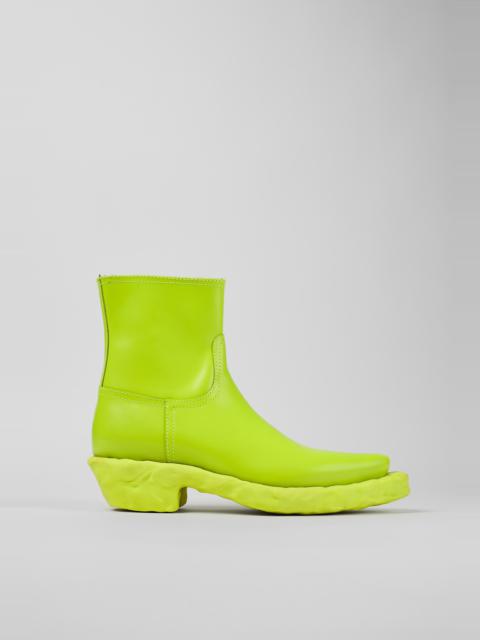 Green Leather Zip Bootie