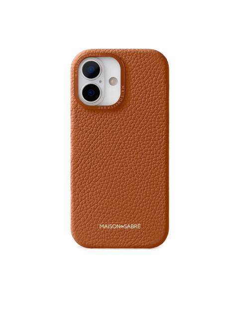 logo-lettering leather iPhone 17 case