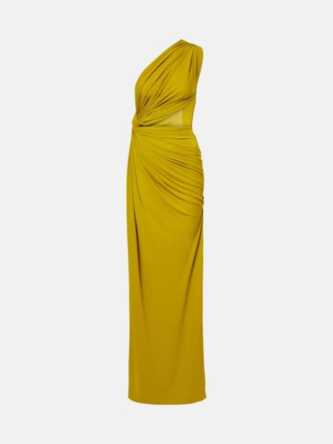 Draped one-shoulder crêpe jersey gown