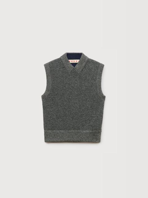 GRAY WOOL VEST WITH LUREX DETAILING