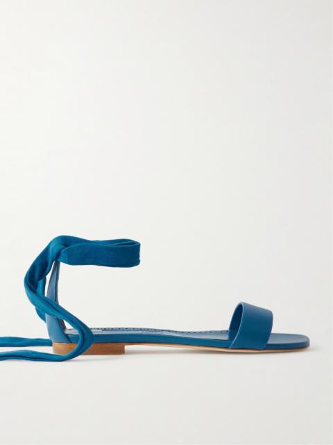 Chastanaflat Lace-up Suede And Leather Sandals