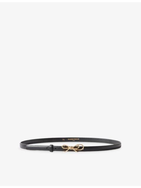 Bow-Buckle Slim Leather Belt