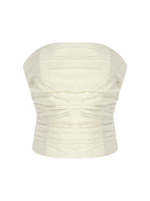Lina Ruched Silk-Taffeta Top white