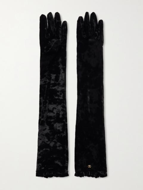 Vlogo Ruffled Velvet Gloves