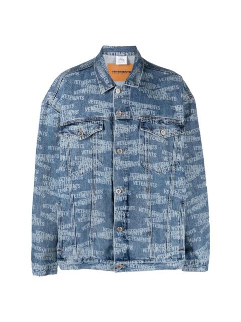 logo-print denim jacket