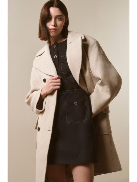 Wool Patch Pocket Tailored Midi Coat