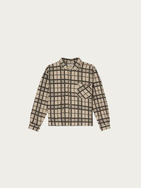 Plaid French Terry Button Up - Sand