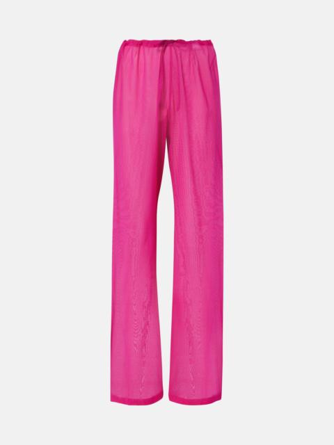 High-rise silk-blend wide-leg pants