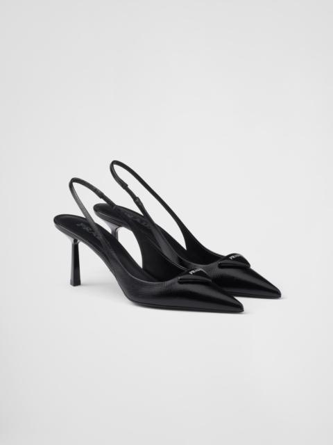 Saffiano patent leather slingback pumps