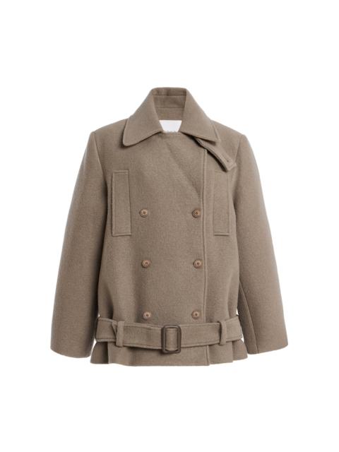 Scothern Double-Breasted Wool Peacoat taupe