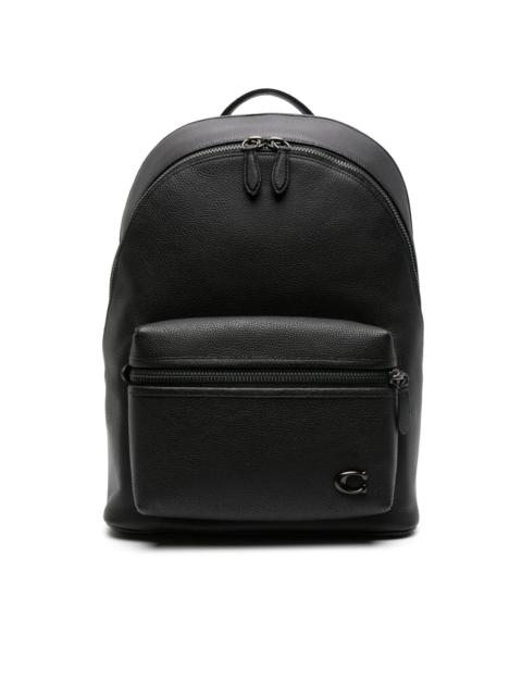 logo-plaque leather backpack
