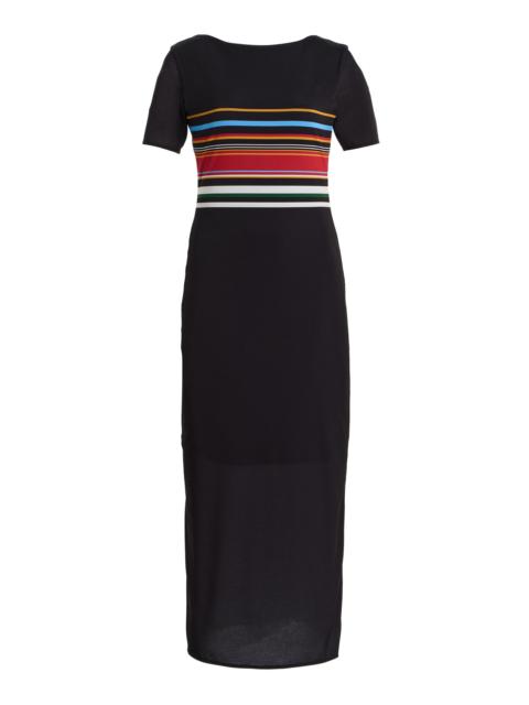 Exclusive Alessia Striped Jersey Maxi Dress black