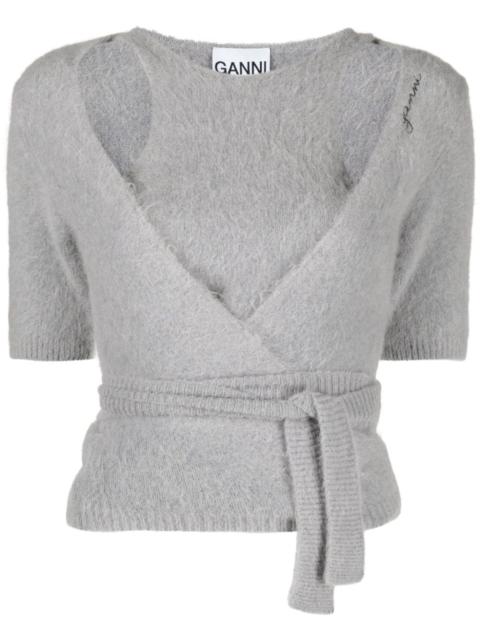 layered brushed-effect knitted cardigan