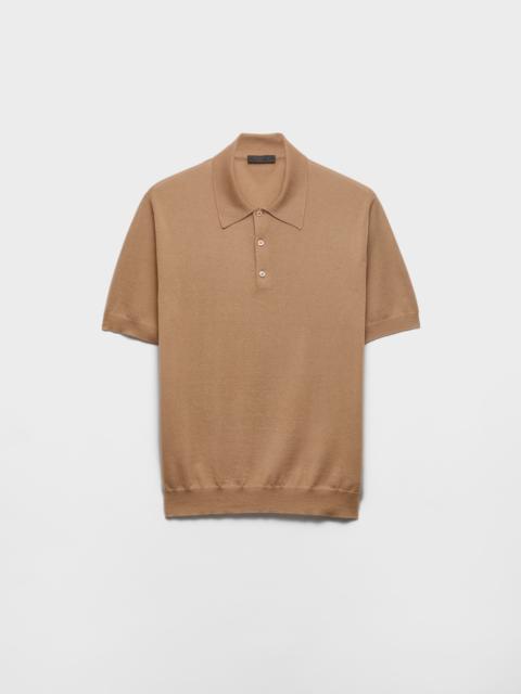 Cashmere and silk polo shirt