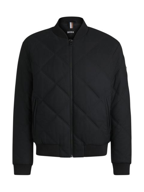 REGULAR-FIT JACKET WITH DIAMOND QUILTING AND COTTON RIBBING