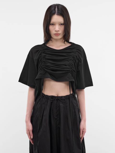 Black Gathered Front Crop Tee