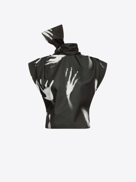 HANDPRINT SLEEVELESS BOW TOP