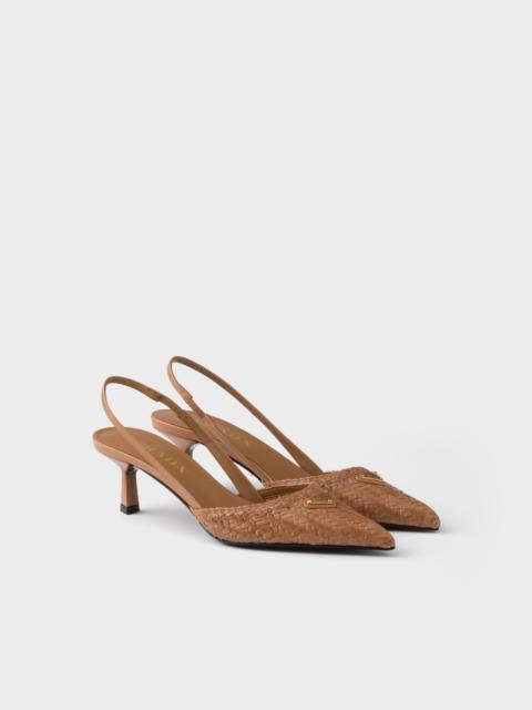 Woven leather slingback pumps