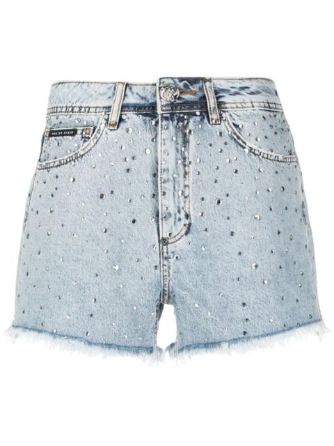 crystal embellished mini shorts