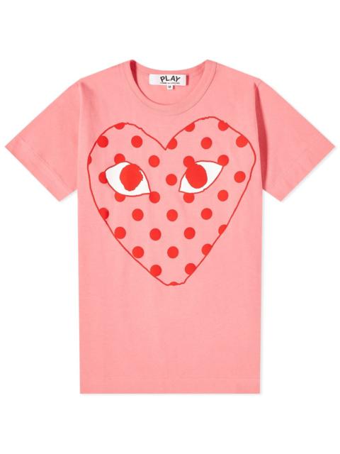 Comme des Garcons Play Women's Red Heart Polka Dot Logo Tee
