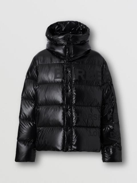 Detachable Hood Horseferry Print Puffer Jacket