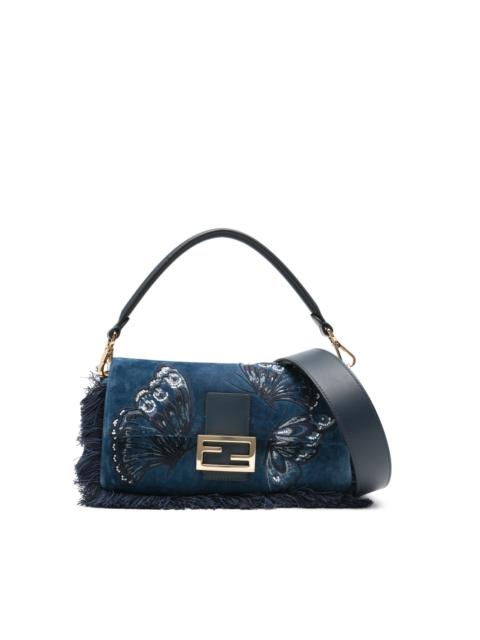 butterfly fringe baguette tote bag