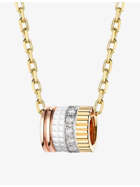 Quatre White Edition 18ct yellow, white and rose-gold, ceramic and 0.17ct diamond pendant necklace