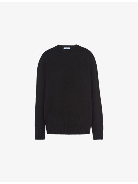 Logo-pattern wool and cashmere-blend jumper