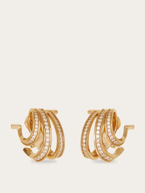 Triple Gancini earrings with crystals