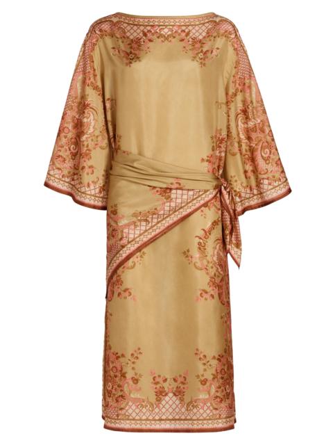 Women's Aster Silk Tunic Midi-Dress - Sage Paisley Floral