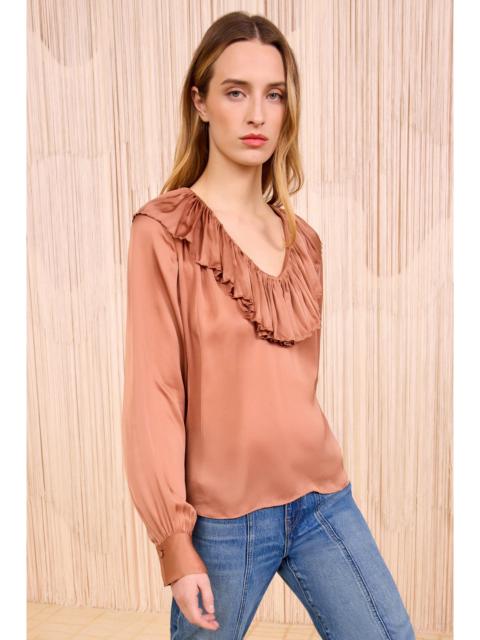 Liese Silk Ruffle Neckline Long Sleeve Blouse