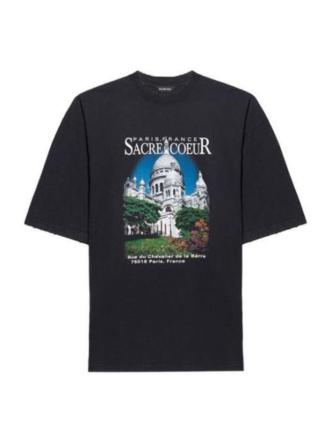 Balenciaga SS21 Retro Plain Weave Large Short Sleeve Unisex Black T-Shirt 641614TJVH61000